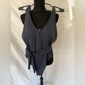 Shade & Shore Navy One-Piece Swimsuit with Beige Lining